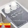 Tapete Secador para Tazones y Palillos de Encimera de Cocina con Abertura de Drenaje, Tapete Secador de Silicona Grande, Tapete Filtro para Secar Tazones, Tapete Desviador de Agua para Fregadero