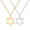 Accesorios europeos y americanos simples para bricolaje diseño de collar de acero inoxidable de moda cadena de clavícula hueca de seis puntas todo-partido