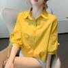 Camisa de Manga Três Quartos para Mulheres, Novo Estilo Verão 2026, Blusa Solta Respirável, Camisa de Manga Lanterna, Estilo Coreano, Versátil