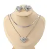 Set de Collar y Pendientes de Corazón de Amor de Acero de Titanio para Mujer, Lujo Ligero, Moda de Alta Gama, Joyería Versátil de Cadena para Clavícula, Artículo Popular Transfronterizo