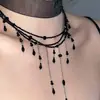 Collar de Borlas de Cristal Negro para Mujer, Cadena para Clavícula Estilo Oscuro de Nicho, Sexy, Súper Hada, Dulce y Fresco Accesorios Collar