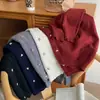 Cardigan de Punto de Lana con Botón Pequeño Dorado de Corazón Retro Japonés y Coreano Chaqueta de Estilo Otoño e Invierno para Mujer Top Casual para Capas Interiores