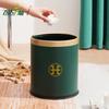 Papelera Redonda de Lujo Ligero Estilo Nórdico de Doble Compartimento Alto Valor de Color Verde para Hogar Sala de Estar Dormitorio Cartucho de Plástico Impreso Venta al por Mayor