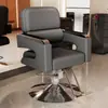 Silla giratoria con reposabrazos elevable de acero inoxidable para barbería, silla reclinable para estilismo y corte de cabello para salón de peluquería