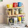 Prateleira de Armazenamento para Mesa de Escritório Prateleira de Lanches para Bancada de Cozinha e Mesa de Jantar Organizador de Camadas Caixa de Armazenamento para Sachês de Chá Porta-Copos para Mesa de Centro