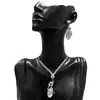 Suministro Transfronterizo, Conjunto de Collar de Novia de Venta Caliente Europeo y Americano, Cadena para Clavícula con Forma de Corazón de Pedrería Versátil de Gama Alta y Pendientes Conjunto de Dos Piezas