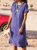 Ropa de mujer transfronteriza, exportación de eBay, vestido con abertura, plisado, Amazon, estilo europeo y americano, cuello redondo, manga corta, para mujeres