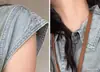 Verão 2025 Novo Estilo Camisa Jeans Manga Curta com Manga Flare Versátil Emagrecedora Azul Claro Outros Estilos Elegantes Outros