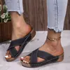 Sandalias de Tacón Cuña 2026 con Tallas Europeas y Americanas Grandes, Pantuflas de Color Sólido con Suela Gruesa para Mujer, Pantuflas de Cuña con Tira Cruzada y Punta Redonda