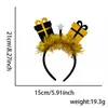 Faixa de Cabeça Colorida de Ano Novo 2027 HAPPYNEWYEAR Faixa de Cabeça com Pentagrama Preto e Dourado Decoração de Festa de Véspera de Ano Novo Acessório de Cabeça