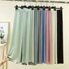 Estilo Nuevo de Verano Pantalones de Pierna Ancha Holgados Adelgazantes de Seda de Hielo Estilo Coreano Casual Talla Grande Color Sólido Versátiles Leggings Cortos