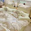 Nuevo modelo 2025 juego de ropa de cama de algodón de cuatro piezas con encaje de algodón, funda de edredón, sábana, juego de ropa de cama de tres piezas para dormitorio