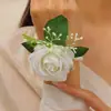 Corsage de Boda de Recuerdo Simulada Reunión de Bienvenida de Boda Corsage de Bosque para Invitados Pulsera de Flor para Muñeca de Dama de Honor Hermana