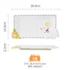 Juego de Vajilla de Plato y Tazón de Conejo de Dibujos Animados para Uso en Casa, Plato Plano Estilo Occidental en Relieve, Plato Cerámico Ceremonial para Desayuno, Lujo Ligero