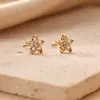 Pendientes Sencillos y de Alta Gama, Pendientes de Flor de Circonita de Moda y Lujosos para Mujer, Acero Inoxidable Chapado en Oro de 18 Quilates, Pendientes Personalizados