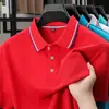 Nueva playera tipo polo de seda de hielo con cuello camisero, camiseta de verano de manga corta para negocios, casual, versátil, cómoda, color liso, moderna