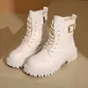 Botas Martin para Mujer 2026 Otoño e Invierno Nuevas Botas Cortas Retro Estilo Británico de Suela Gruesa que Aumentan la Altura con Forro de Lana Botas de Otoño Individuales Botas con Cordones