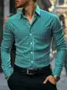 Amazon Transfronteiriça Europeia e Americana Masculina Tamanho Grande Camisa Listrada Impressa em 3D Masculina Moda Casual Cardigã Camisa de Manga Longa Masculino