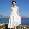 Vestido Camisola Branco Liso Tie-Dye Novo 2026, Vestido Branco de Comprimento Médio Artístico e Fresco, Pode Ser Tie-Dye