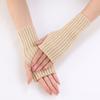 20 guantes cortos de moda largos gruesos a rayas otoño e invierno nuevos para mujer de lana tejida sin dedos manga de brazo manga de muñeca