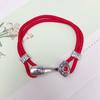 Pulsera de cuerda roja auspiciosa de plata esterlina S925 para hombres y mujeres, pulsera vintage para parejas, joyería de cuerda de mano tejida a mano