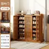 Sapateira multicamadas para uso doméstico, um item essencial para a entrada, grande armário de sapatos para uso interno, design simples de bambu, novo modelo 2026, estilo popular para a entrada