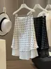 Moderna Falda de Satén de Acetato Sedoso con Lunares para Mujer, Nuevo Estilo de Verano, Cintura Alta, Línea A Adelgazante, Ajustada a la Cadera, de Longitud Media