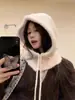 Balaclava Feminina Nova Outono e Inverno Quente Casal Peça Única Chapéu Cachecol Tricô Peça Única Chapéu de Lã Misturada