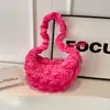 Diseño Coreano Bolso Plegado Nube Bolso Peludo de Terciopelo para Mujer Versátil Gran Capacidad Bolso de Hombro Cruzado para Viajar Bolso Tote