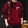 Moletom Estampado Simples Novo para Primavera e Outono 2026 para Homens, Tendência Slim Fit, Manga Longa Estilosa Versátil Gola Redonda Camiseta Base Top
