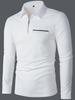 Roupas Masculinas Shanggu Comércio Exterior Transfronteiriço Moda Cor Sólida Manga Longa Gola com Zíper Slim Fit Camisa Polo Casual Masculina