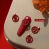 Nueva joyería de uñas de estilo chino para Año Nuevo, decoración de uñas nupcial con perlas huecas rojas para boda, venta al por mayor