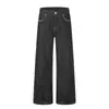 Jeans originales para hombre, estilo trendy de calle cleanfit, pantalones básicos holgados de pierna ancha rectos con bolsillos bordados
