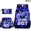 3D Novo Robô Cósmico Astrobot Estudante Mochila Bolsa Lápis Mochila Conjunto Impresso de Três Peças