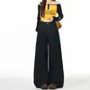 Jeans Feminino Wide-Leg Preto e Dourado 2026 Tendência Versátil Novo Estilo Primavera e Outono Cintura Alta Solto Reto Comprimento Total