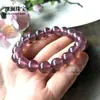 Pulseira de Pedra Calcedônia Roxo Imperial Natural Redonda para Mulheres Pulseira de Ágata de Círculo Único Acessórios Pronta para Presente Atacado