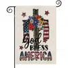 Popular Bandera de Jardín del Día de la Independencia de Amazon Perro Estrella Estampado Material de Lino Bandera Decorativa Americana para Exteriores
