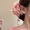 Horquilla de flor con borla rosa, pinza lateral para flequillo, accesorio para fotos con ambiente playero, accesorio para cheongsam, pinza para el pelo para mujer