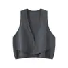 Chaleco Cardigan de Lana Pura Gruesa sin Mangas para Mujer con Cuello en V y Diseño Irregular, Moderno para Ir al Trabajo y para Ponerse en Capas