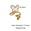 Anillo Abierto Minimalista Europeo y Americano de Doble Mariposa Esmaltado en Acero Inoxidable, Chapado en Oro de 18 Quilates, Antidesvanecimiento, Anillo de Estilo de Nicho para Exportación