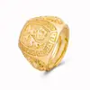 Anillo de la Fortuna Duradero con Conservación de Color Chapado en Oro Grueso Apertura Anillo para Hombre Joyería Chapada en Oro de Vietnam Cobre Chapado en Oro Verdadero de 24k