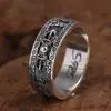 Anillo de plata pura S925 al por mayor moda Vintage plata tailandesa diamante mortero seis palabras mantra diez mil palabras anillo anillo para el dedo índice