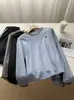 Camiseta de Lã com Blocos de Cor, Gola Redonda e Manga Longa para Mulheres, Novo Modelo de Inverno com Botões, Cachemir Sintético, Camada de Base Espessa