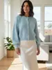 Cárdigan Corto de Punto Transfronterizo para Mujer en Otoño e Invierno, Suéter Holgado y Relajado de Imitación Visón de Manga Larga, Top y Chaqueta Estilo Occidental