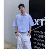 NASA Nueva Camisa de Manga Corta a Rayas Sencilla de Verano Estilo Japonés Marca de Tendencia para Hombre Chaqueta Informal Holgada para Niños