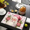 Venta caliente transfronteriza comida de Navidad muñeco de nieve de Navidad nuevo producto serie de renos mantel para mesa de comedor alfombrilla aislante del calor Amazon lino