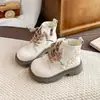Botas Martin para Niñas 2026 Otoño Nuevo Estilo Adorno de Encaje de Perlas para Niños Botas Tobilleras Medianas y Grandes Cremallera Lateral Botas Individuales