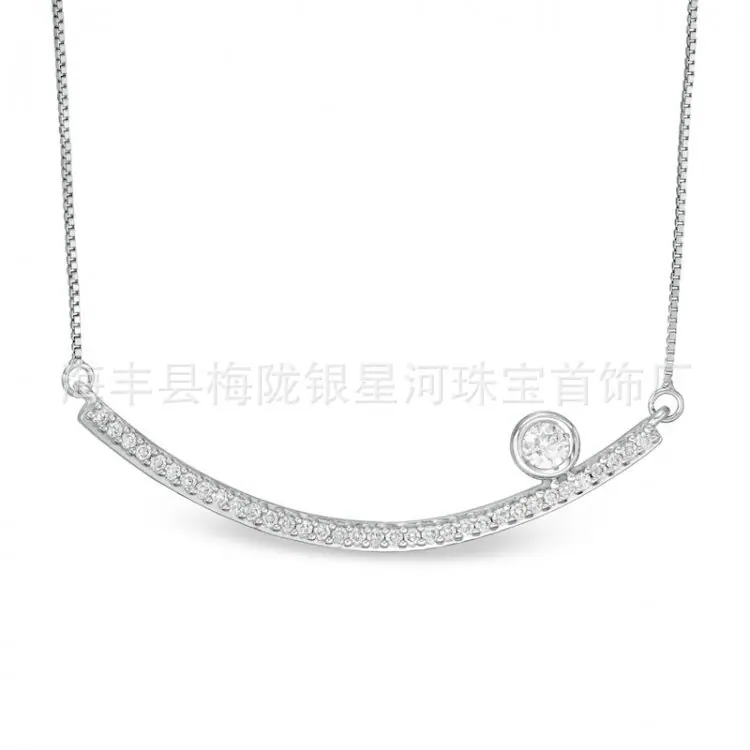 白金TW 钻石微笑项链