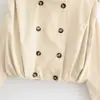 Chaqueta de doble botonadura simple elegante estilo coreano de color liso para mujer, novedad de primavera 2026, transfronteriza de AliExpress 5063701