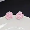 Brincos de Tarraxa Flor de Camélia Branca Coreana Pequeno Nicho Luxo Leve Temperamento Simples Fofo Alto Padrão Senso de Design Orelha Rosa Vermelho